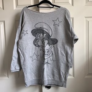 Smurfette gray off the shoulder sweater dress